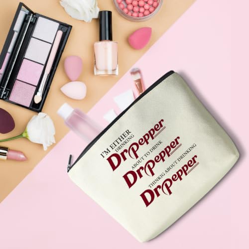 LONGXIN Dr Pepper Themed Makeup Bag - Large 9x7in with Color 1553, Travel Toiletry Organizer