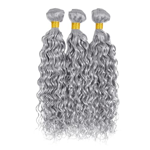 Fridnae 3 Bundles Gray Water Wave Human Hair Extensions 34 Inch