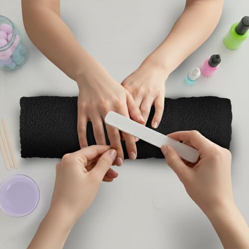 24 Pack Black Hand Towels, 100% Cotton, 16x27 inches