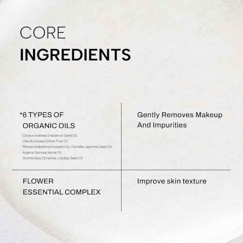 Whamisa Organic Flowers Cleansing Oil, Face Cleanser, Postbiotic-Rich Makeup Remover for Deep Cleansing, Pore Care, Rolling, Fermented, Easy Clean (260ml)