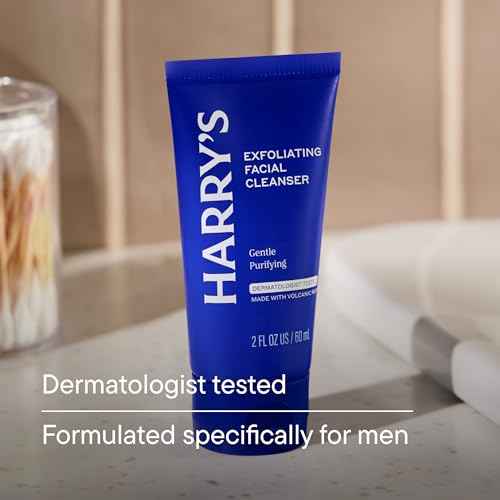 Harry's Exfoliating Face Wash for Men, Gentle Facial Skin Care Products with Volcanic Rock Exfoliant, 2 Fl. Oz, Pack of 3 (Trial and Travel Size)