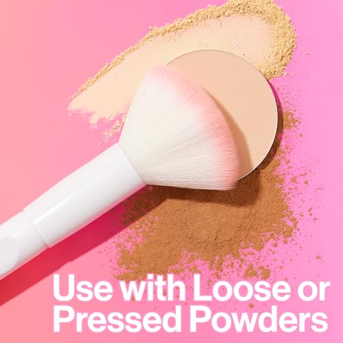White Powder Brush - Ultra-Plush Synthetic Bristles for Flawless Face Makeup