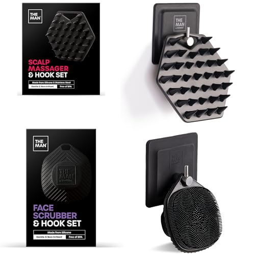 The Man Silicone Face Scrubber & Scalp Massager Brush with Hooks - Bundle