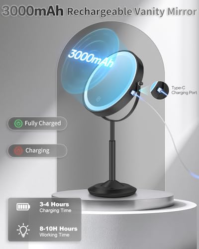 VFD Height Adjustable LED Makeup Mirror with 30X Magnification