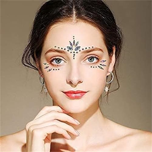 Glow in the Dark Face Gems Stickers - 4 Sets Rhinestone
