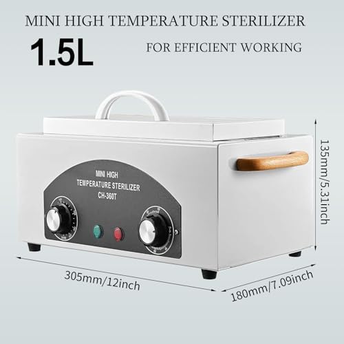 High Temperature Sterilizer Autoclave Machine,110V 300W 1.5L £¬Nail Tool Sterilizer with Timer for Sundry Beauty Hair Nail Metal Tools£¬Metal Tool Cleaner Machine