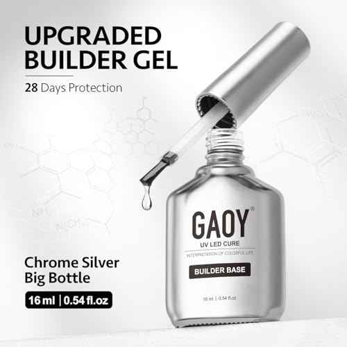 GAOY Clear Builder Gel for Nails, 16ml Rubber Base Builder Gel, Nail Strengthener in a Bottle, Soak Off Long Lasting UV Light Cure Nail Art DIY