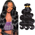 #1B Body Wave Human Hair Bundles - Unprocessed Brazilian Hair, 3 Pack