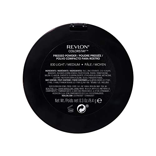 Revlon Face Powder, ColorStay 16 Hour Face Makeup, Longwear Medium- Full Coverage with Flawless Finish, Shine & Oil Free, 830 Light Medium, 2.4 Oz
