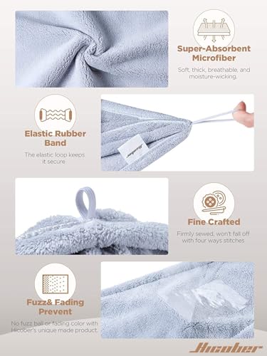 Hicober Microfiber Hair Towel Wrap - Quick-Drying, 3-Pack