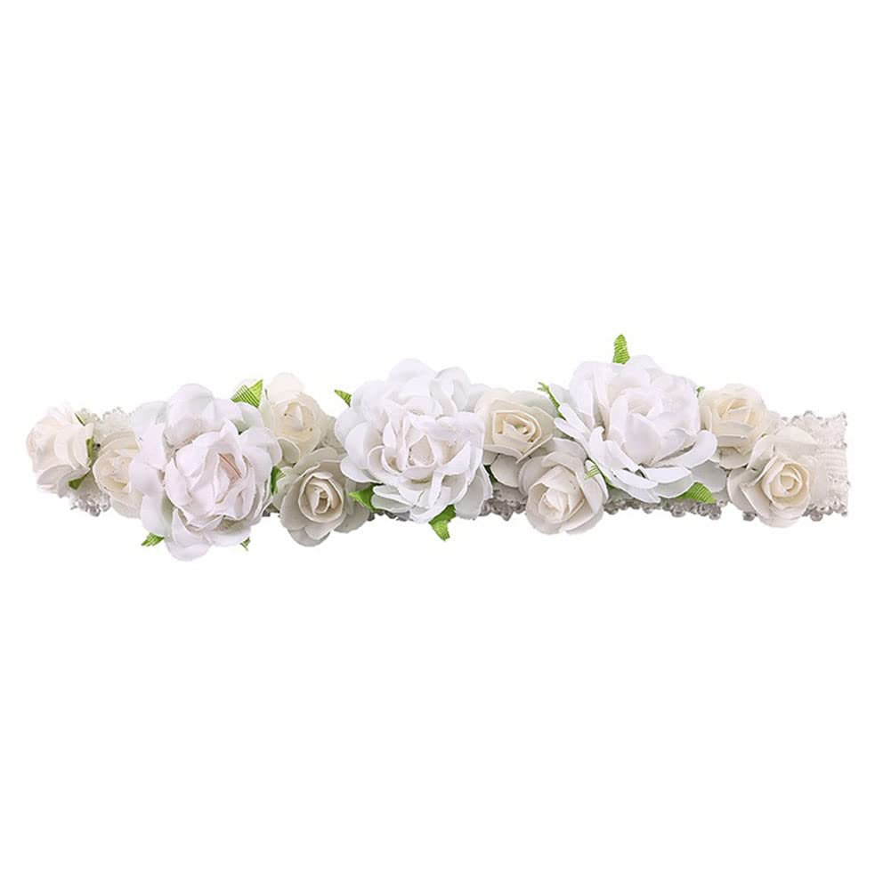 Kewl Fashion Baby Girl's Lovely Colorful Rose Flowers Headband for Birthday Party Travel Holiday Photography Hair Accessories (White)