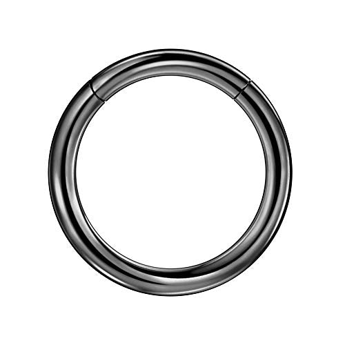 FANSING Surgical Steel Septum Rings for Men 16mm Septum Hoop 10g Septum Jewelry 10 Gauge Ear Lobe Piercing Rings for Womens and Mens Black Halloween Piercing Jewelry