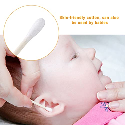 KRIZJUES White Cotton Swabs Bulk 200 Pack - Double-Ended Ear & Makeup Q-tips