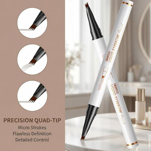 NyxaraJH 4 Claws Liquid Eyebrow Pencil Waterproof 3D Microblading Dark Coffee (2#)