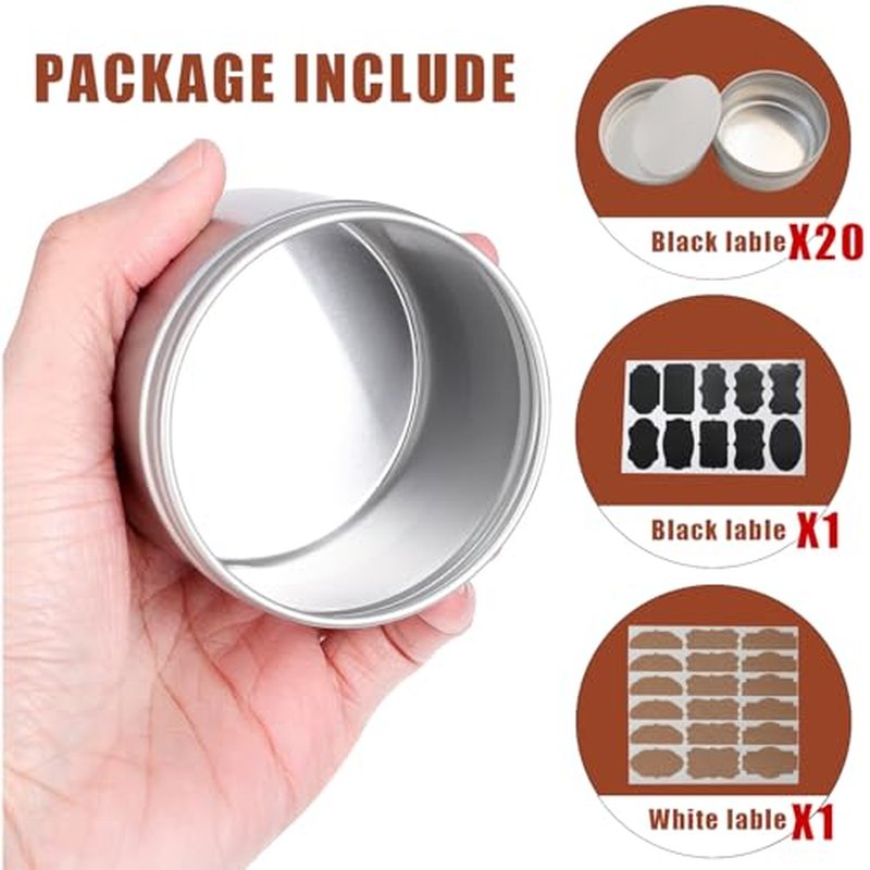 20 Pack 3 oz Aluminum Tin Cans with Screw Lids for Salves