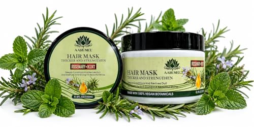 AARUMEE Rosemary & Mint Hair Mask - Thickens & Strengthens, Deep Conditioning, 8.5 fl oz (250 ml) Vegan Botanicals