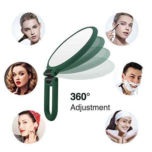 LHIUEM 1x 15x Magnifying Hand Held Mirror，Double Side Travel Mirror