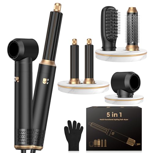 OKWRAP 5-in-1 Hair Dryer Brush Set with Auto Wrap Curlers