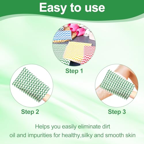 Tatuo 12 Pieces Korean Exfoliating Mitt Exfoliating Cloth Towel Korean Style Body Scrub Korean Style Scrubbing Cloth Bath Body Exfoliating Scrub Towel(Green, Red, Yellow, Blue, Small)