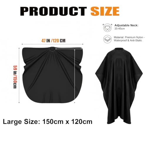 Waterproof Barber Cape - 10pk Black Salon Hair Cutting Apron