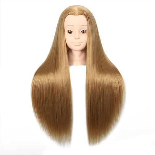 Mannequin Head 26-28" Synthetic Hair Training Head with Stand