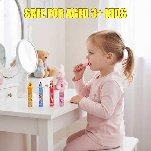 Winnie the Pooh 10 Piece Plant Based Lip Balm with Bonus Toppers, Makeup Set for Girls, Boys, Toddlers, Perfect for Gift-Giving, Sleepovers, for Kids, by Townley Girl