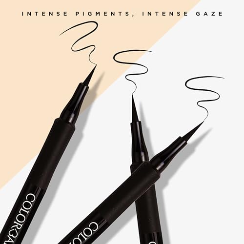 Colorbar Ultimate Eye Liner - 3-in-1 Collection Black Liquid Eyeliner - Waterproof and Transfer-Proof - Eyeliner Pen - 001 Ultimate Black - 0.03 oz