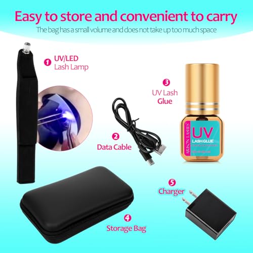 UV Lash Glue 3ml with LED Light Curing Lamp