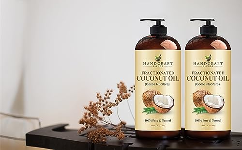 Handcraft Blends Fractionated Coconut Oil - 100% Pure & Natural Premium Grade Coconut Carrier Oil for Essential Oils, Massage Oil, Moisturizing Hair Oil & Body Oil - 16 fl. Oz