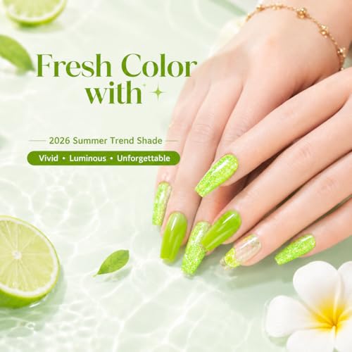 Beetles Green Glitter Reflective Gel Nail Polish - Lime Shock H - F506