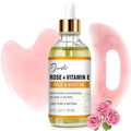 Vitamin E Rose Oil & Gua Sha Massage Tools Set, Gua Sha Oil for Face & Body, Organic Vitamin E Oil for Moisturizing and Hydrating, Anti Aging, Self Skin Care Gifts for Her Women