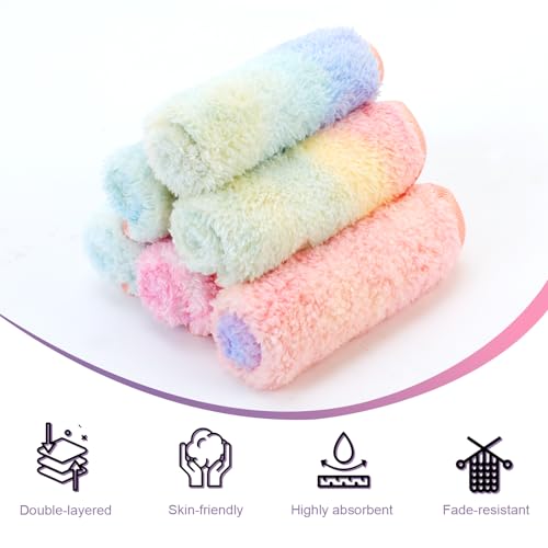 PHOGARY Microfiber Makeup Remover Cloths, 6 Pack Reusable Makeup Eraser Cloth for Face, Microfibre Erase Your Face Washcloths, Make up Cloth Remover Towel - Gentle on Skin (8 x 8in, Rainbow)