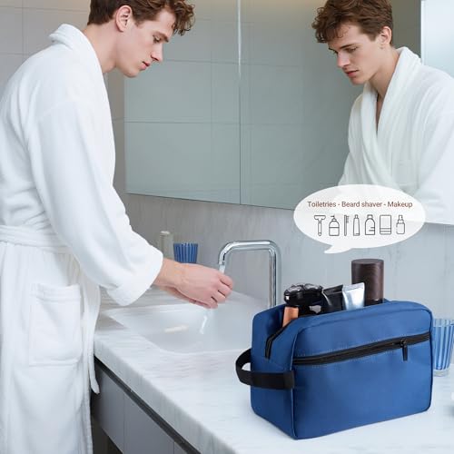 Elviros Travel Toiletry Bag Large Navy Blue Hanging Dopp Kit