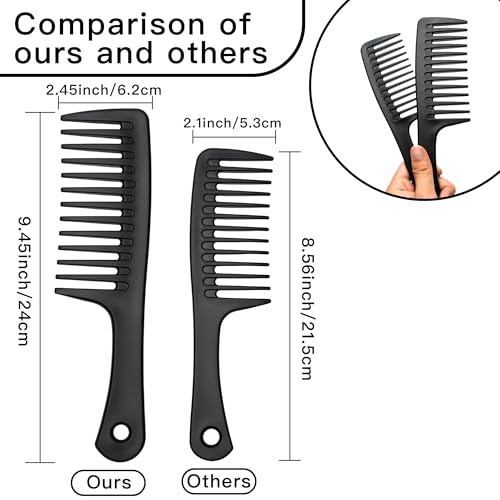 Wide Tooth Detangling Comb for Curly Long Wet Hair - Blue, White, Black - Professional Hair Care
