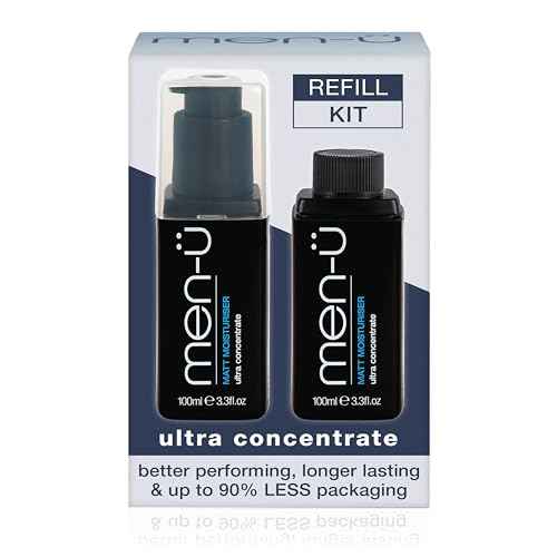 men-? MATT MOISTURIZER REFILL KIT for men, UP TO 120 APPLICATIONS PER BOTTLE, Ultra-Concentrate Mens face moisturizer ? Oil &fragrance free with sebum absorbers, 100ml x 2