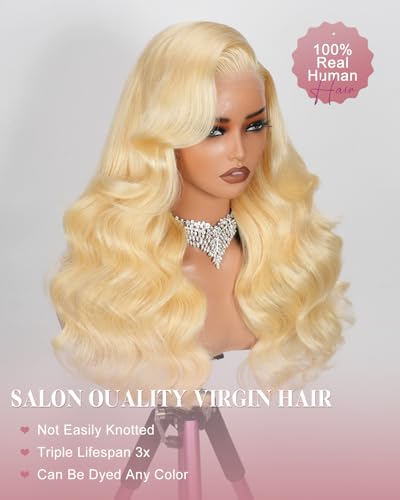 613 13x6 Lace Front Wig - 26 Inch Blonde Body Wave Human Hair