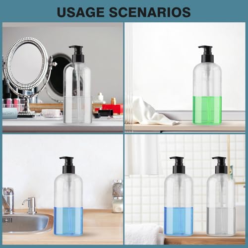 2 Pack 10oz Clear Plastic Pump Bottles with Dispensers