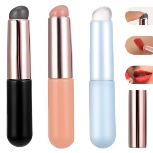 Silicone Lip Brush Set 3-Pcs with Dust Caps