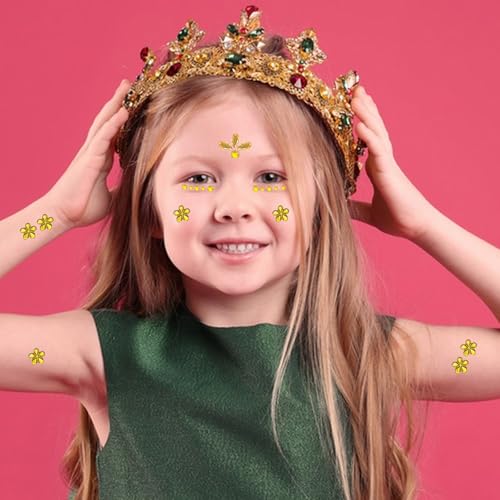 Flower Face Tattoo Stickers - Self-Adhesive Rhinestones