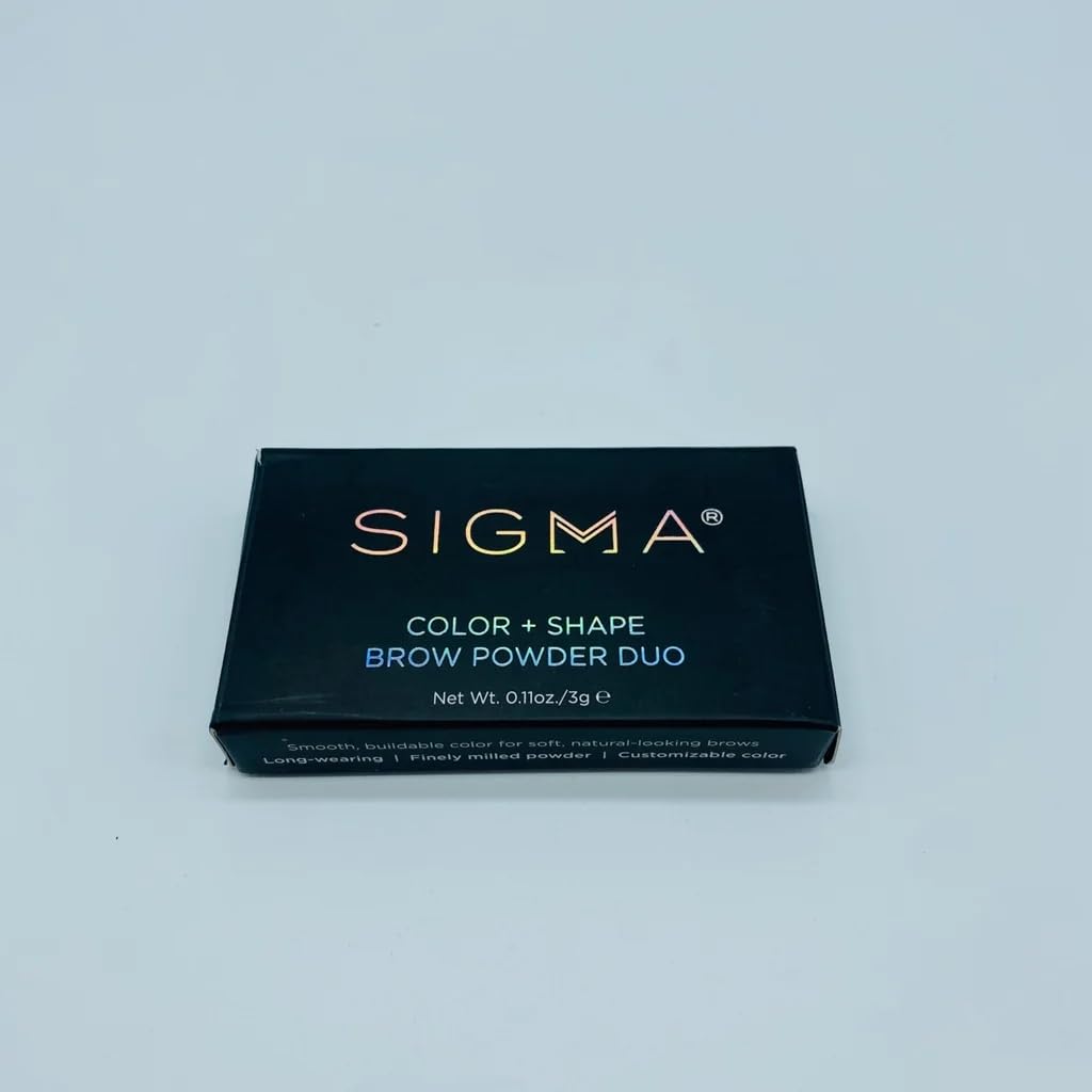 Sigma Beauty Color + Shape Brow Powder Duo - Eye Brow Palette for Natural, Defined Brows - Dark and Light Brow Powder to Tint and Highlight - Vegan, Paraban Free, Sulfate Free - Dark