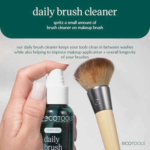 EcoTools Daily Makeup Brush Cleanser Spray, Quick Drying, Fragrance Free & Dermatologist Tested, Travel Size, TSA Approved, Cruelty-Free & Vegan 3 fl oz./89 ml. Bottle