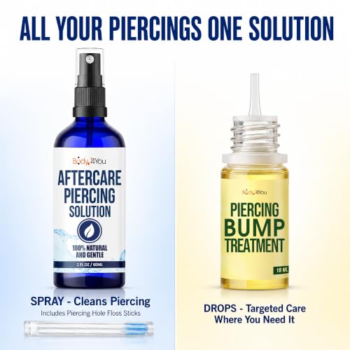 3-in-1 Piercing Aftercare Kit with Saline Spray & Bump Treatment