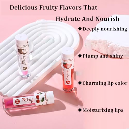 Color-Changing Lip Oil Pack, 3pcs Hydrating Fruit Flavors