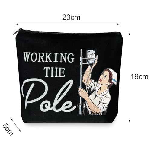 Degpum Working The Pole Nurse Makeup Bag,ER Emergency Room ICU Nurse Gift for Women,Nurse Accessories for Work,Nurse Graduation Gift,Nurse Tote Bag RN Nursing Bag for Work