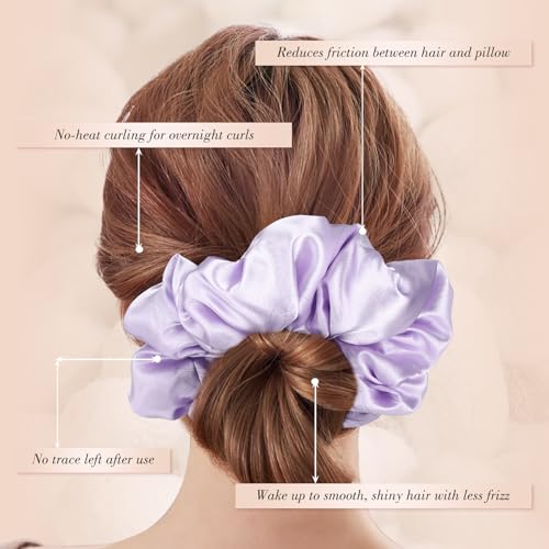Oversized Satin Scrunchies for Thick Curly Hair - No-Crease Hair Ties (3 Pack)