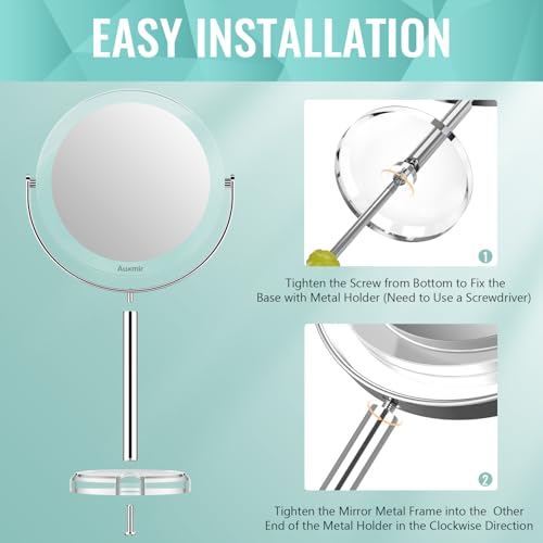 Auxmir 30X/1X Double-Sided Magnifying Makeup Mirror with Stand