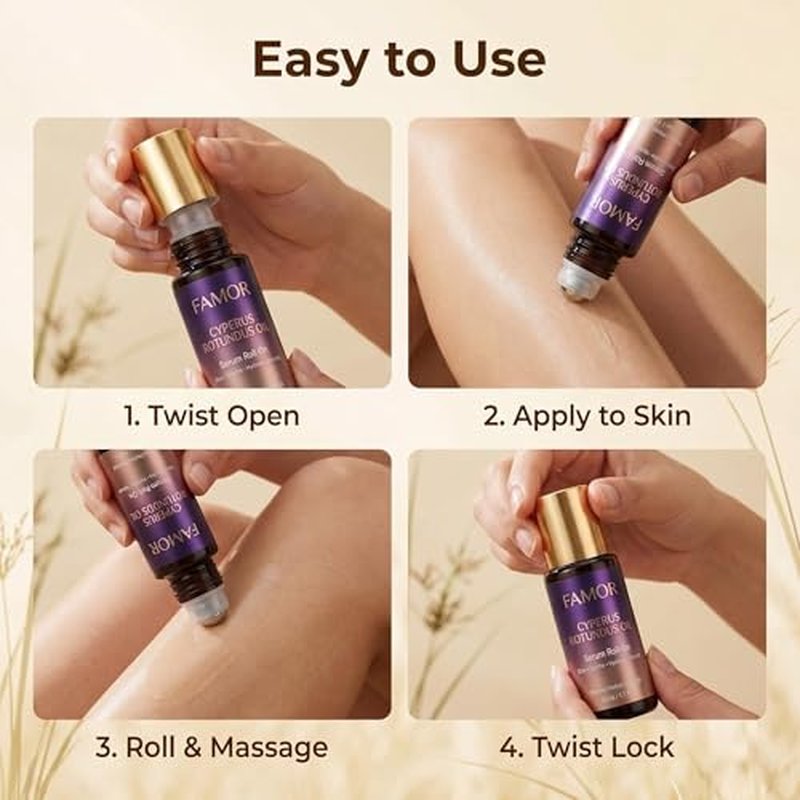 Cyperus Rotundus Oil for Hair Removal - 1.7 Oz Roll-On Applicator