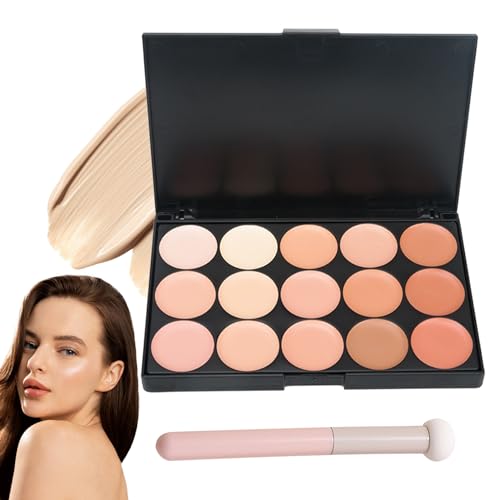 15-Color Cream Contour Palette with Makeup Sponge - Full Coverage Concealer