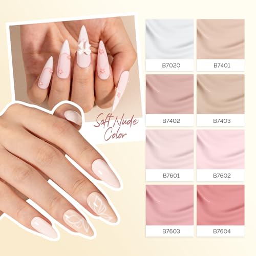 MelodySusie Plant-Based Gel Nail Polish Set, 8pc, HEMA-Free, UV LED