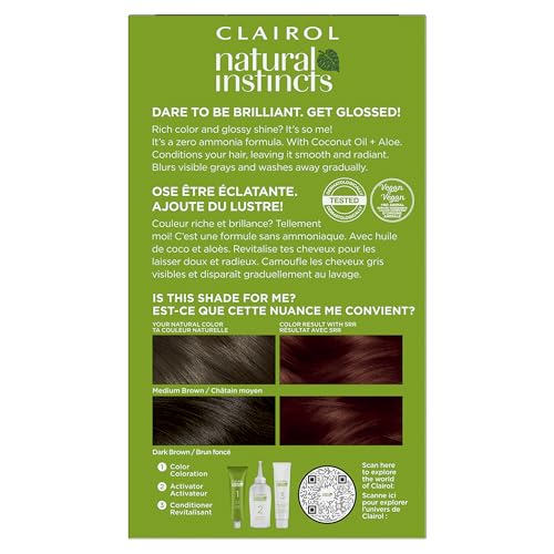 Clairol Natural Instincts Demi-Permanent Hair Dye, 5RR Medium Red Hair Color, Pack of 1